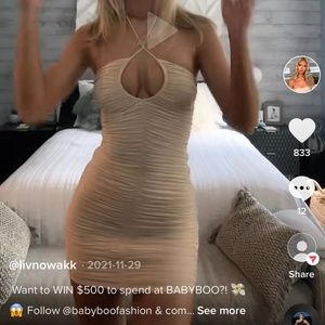 NWT Babyboo Fashion Luci Mini Dress - Nude, Size S